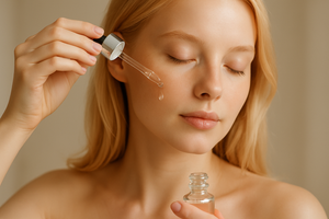 make the serum lid rim silver and make her pale faced and blonde liek the other pale faced picture you just made